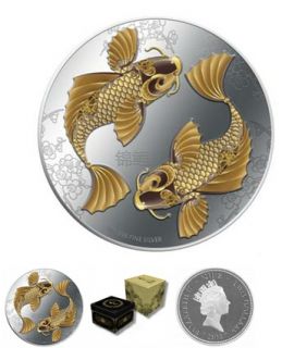 2012 Feng Shui Koi   1oz Silver Coin Set with wonderful presentation