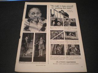 1939 Chas H. Fletcher Castoria Laxative Ad Boy Spanked by Father