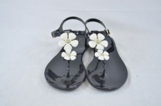 Kate Spade Findley Black Cream Flower Womens Thong Gladiator Sandal