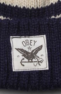 Obey The Seahawk Beanie in Navy Cream