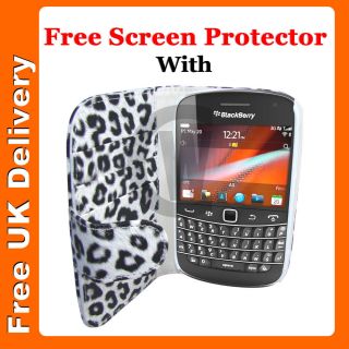 Leopard Design Flip Book Wallet Case Skin Cover For Blackberry BOLD