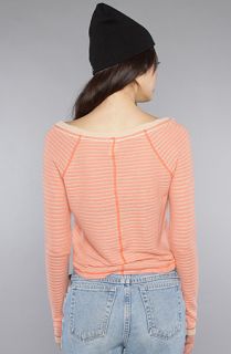 Free People The Striped Swit Cropped Long Sleeve Top in Papaya