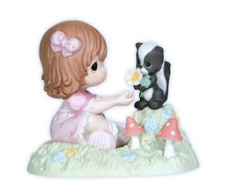 New Precious Moments Figurine Skunk Friends Girl Statue Flower