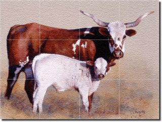 Western Cattle Decor Art Wall Floor Glass Tile Mural