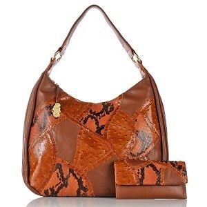  lambskin and snakeskin hobo with clutch from chi by carlos falchi