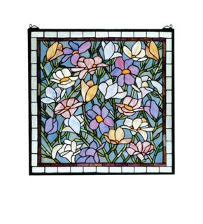  Stained Glass Window Panel Meyda Tiffany Flowers Pattern 22