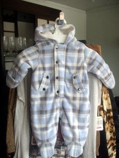 First Impressions 3 6 months Blue Brown Plaid Bunting Snowsuit NWT $54