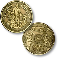 St Florian Fireman Firefighter Bronze Coin Medallion