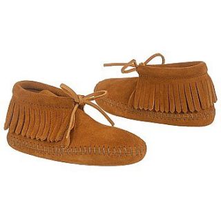 Kids Minnetonka Moccasin  Classic Fringe Softsole Brown Suede Shoes