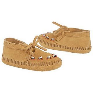 Kids Minnetonka Moccasin  Beaded Ankle BootTod/Pre Tan Suede Shoes