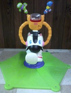 Fisher Price Go Baby Go Bounce and Spin Zebra Used Musical Fun