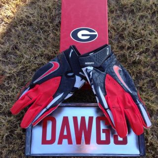Nike UGA Rivalry Georgia Bulldogs Vapor Carbon Gloves Pro Combat Size