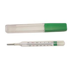 Traditional shake down glass analog thermometer is non toxic and
