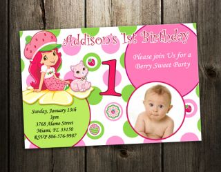  Shortcake BIRTHDAY PARTY INVITATION TICKET CARD CUSTOM INVITES 1ST