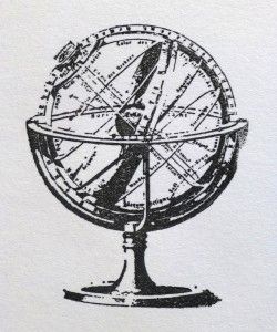 EZ Mounted Rubber Stamp Antique Globe Sphere Old World Desk Map Travel