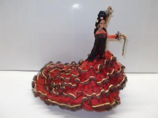 Vintage Marin Spanish Flamenco Dancer Doll 12 Tall Lady w Red Dress
