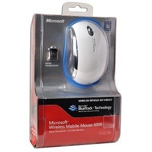 New Microsoft White Wireless 5 Button Mobile Mouse 6000 MHC 00020 for