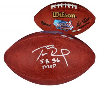 Tom Brady Autographed SBXXXVI Football w/ SB 36 MVP   Memories