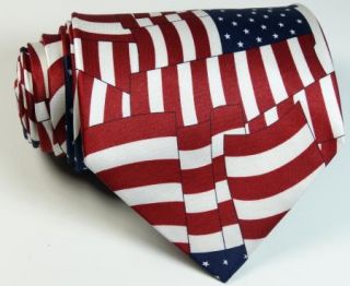  US USA American Flag Patriotic Silk Neck Tie Mens Necktie