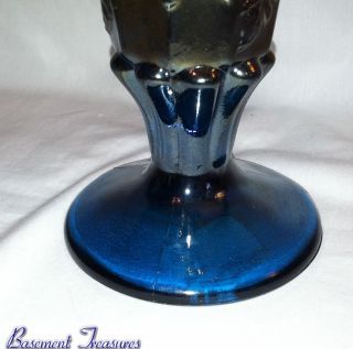 Fenton Art Glass 2008 Indigo Blue Carnival Paneled Grape Vase