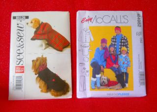 Easy Pet Coat People Dog Fleece Jacket Hat Scarf Mittens 2 Patterns