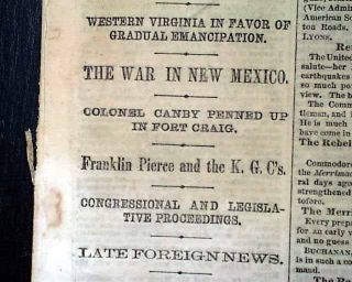 FORT CRAIG NM New Mexico Edward Canby & Island No. 10 Civil War 1862