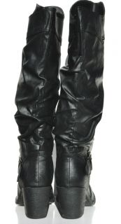 Forever 21 Sexy Womens Faux Leather Black Knee High Boots Retail $98