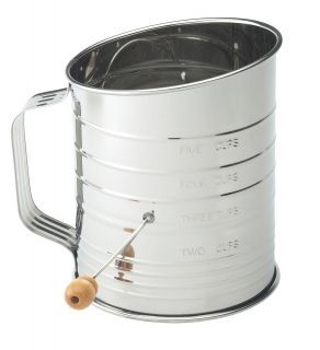 Hand Crank Flour Sifter 5 Cup Stainless Steel New