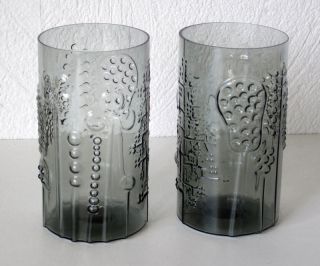 Iittala Oiva Toikka Vintage Flora Glasses 2 Grey Excellent Condition