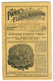 Parks Floral Magazine August 1902 Libonia Pennsylvania