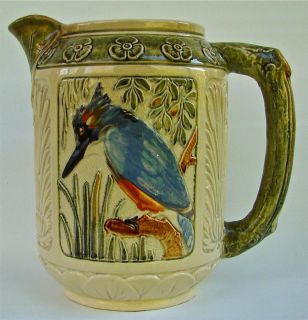  Pottery Zona Kingfisher 8 1 2 Branch Handled Pitcher Art Decco