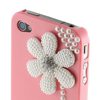 New Pink 3D Pearl Diamond Flower Hard Shell Cover Case for iPhone 4 4S