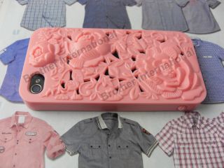 Latest 3D Embossed Carved Flowers Design Hard Case Cover for iPhone 4