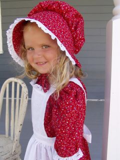 Girls Pioneer Costume Prairie Dress Colonial Civil War Red Choose your
