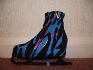 Ice Roller Skate Boot Covers Lycra Patterned Turquoise Multi Zebra