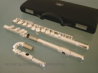 silver plated c flute with 2 headjoints straight and curved