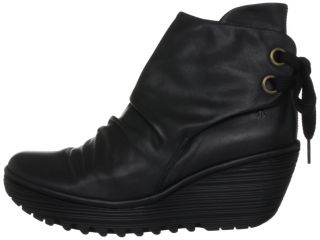 Fly London Yama Black Suede New Womens Wedge Shoes Boots