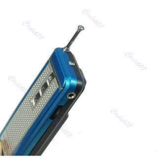 Blue Portable Belt Clip Auto Scan FM Radio Receiver with Flashlight