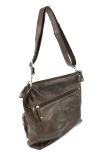 Fossil Brown Textured Leather Shoulder Handbag Medium BHFO
