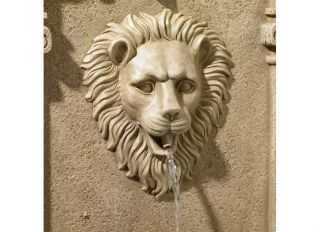  Finish Cast Resin Lion Face Indoor Outdoor Garden Wall Fountain