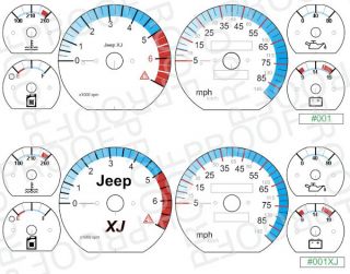 Custom Jeep Cherokee XJ dash cluster white gauge face kit 89 96