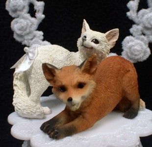 Adorable Foxes Nature Fox Wedding Cake topper dog Moon groom top