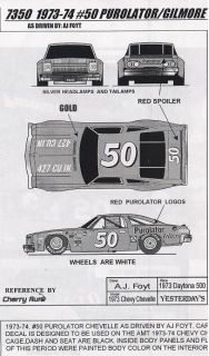50 AJ Foyt 1972 74 Chevrolet NASCAR Decals y7350