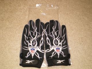 Reebok NFL Pro Mayhem Black White Griptonite Lighting Football Gloves