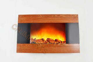  Mounted Wood Trim Panel Electric Fireplace Heater With Logs C510CL