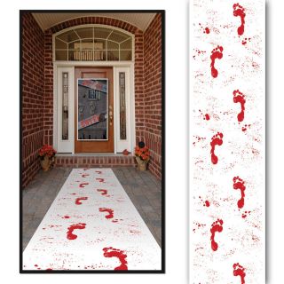10ft Halloween Horror Bloody Footprints Floor Gore White Floor Runner