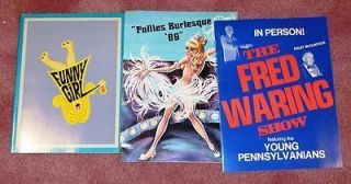 Lot of 3 Show Programs Fred Waring Show Follies Burlesque Funny Girl