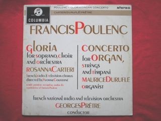 Poulenc Francis Gloria Organ Concerto LP Columbia SAX2