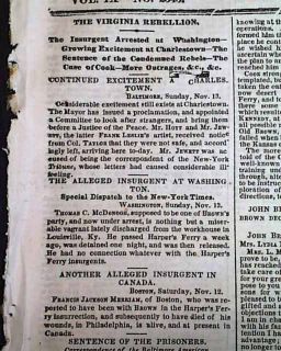John Browns RAID Frederick Douglass 1859 NYC Newspaper