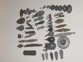 VERY OLD VINTAGE LEAD FISHING WEIGHTS SINKERS 57 DIFFERENT FROM EACH